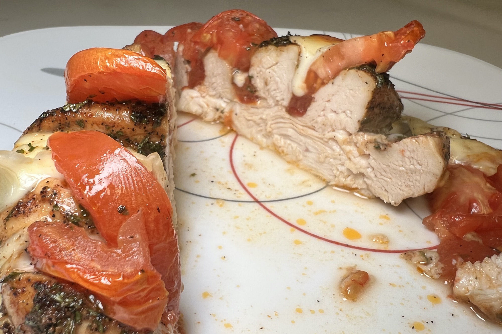 Cheesy Tomato Chicken Sliced