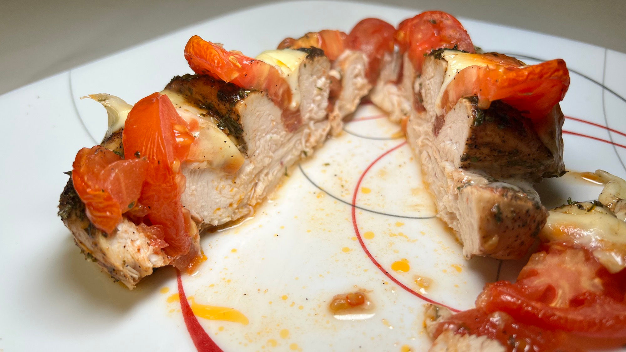Cheesy Tomato Chicken Sliced
