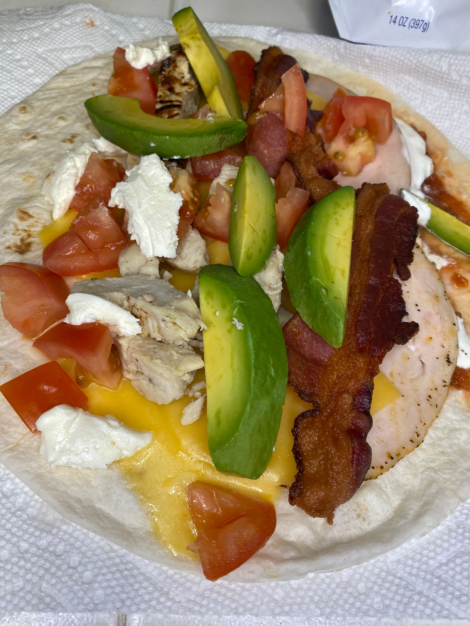 Chicken Turkey Avocado Burrito Bacon