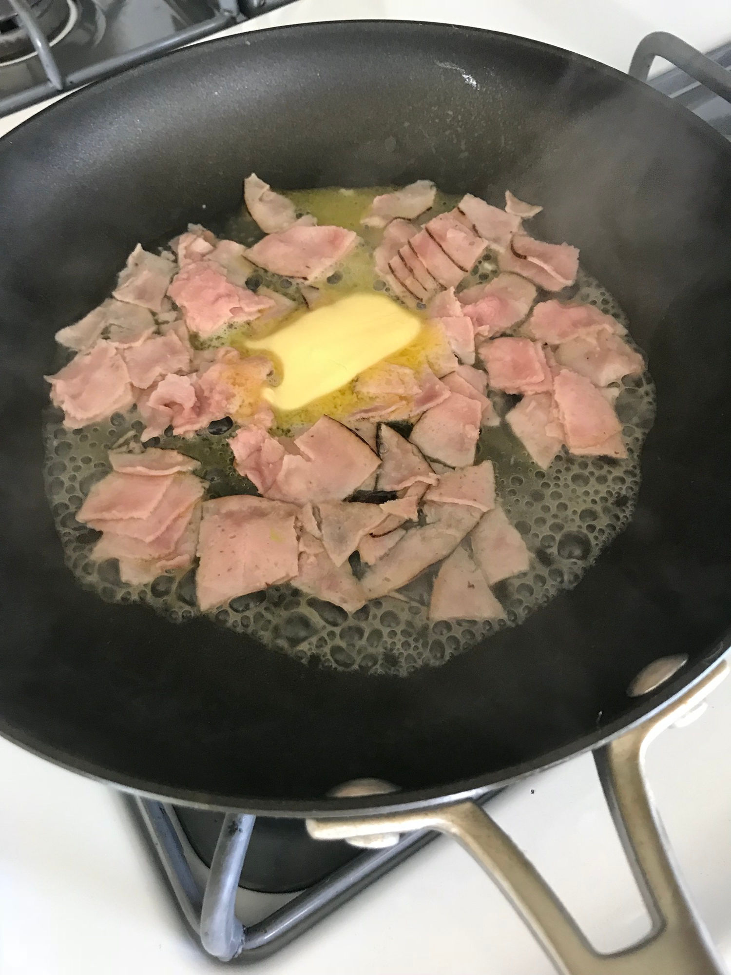Fry some Ham Green Avocado Omelette Fry some Ham