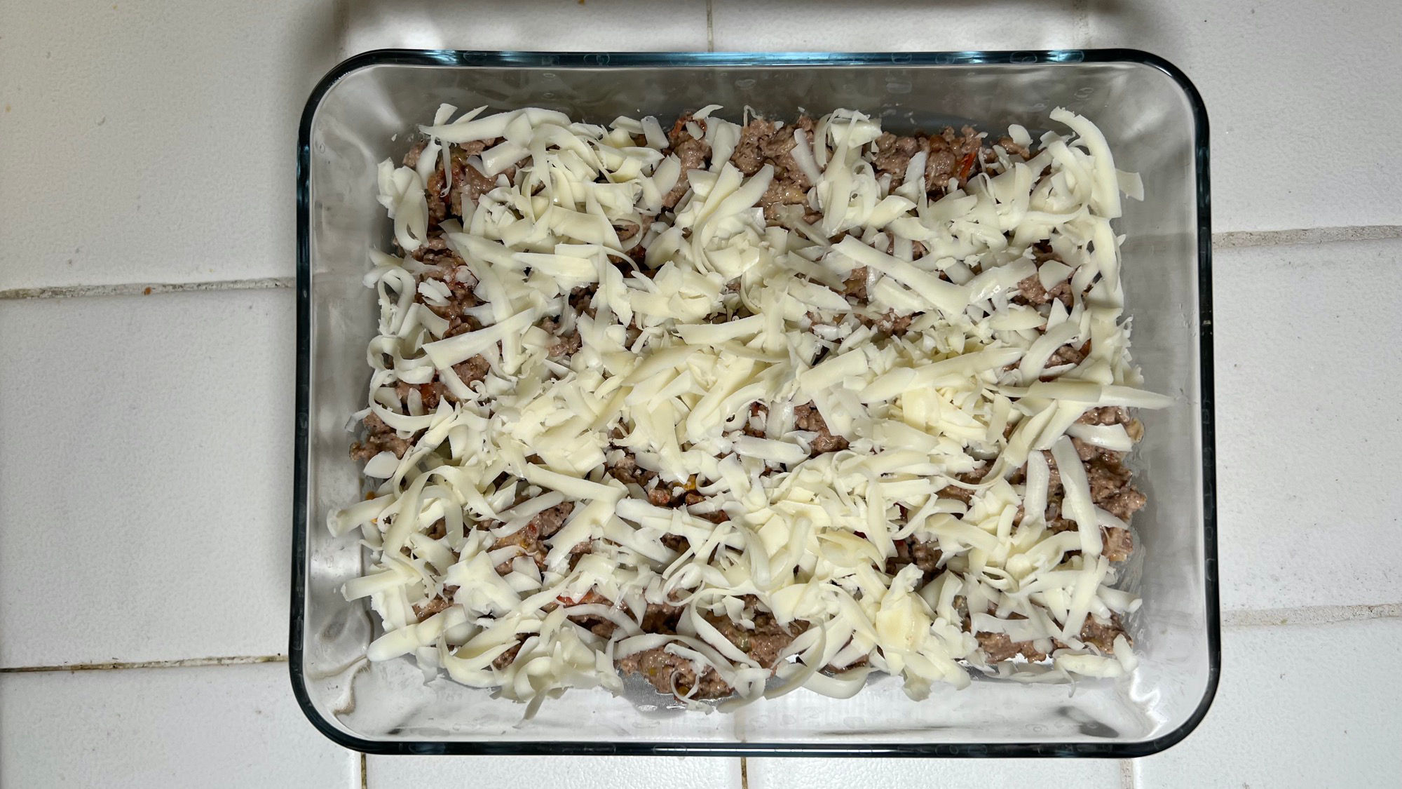 Add rest of the Mozzarella Ground Beef Casserole Add rest of the Mozzarella