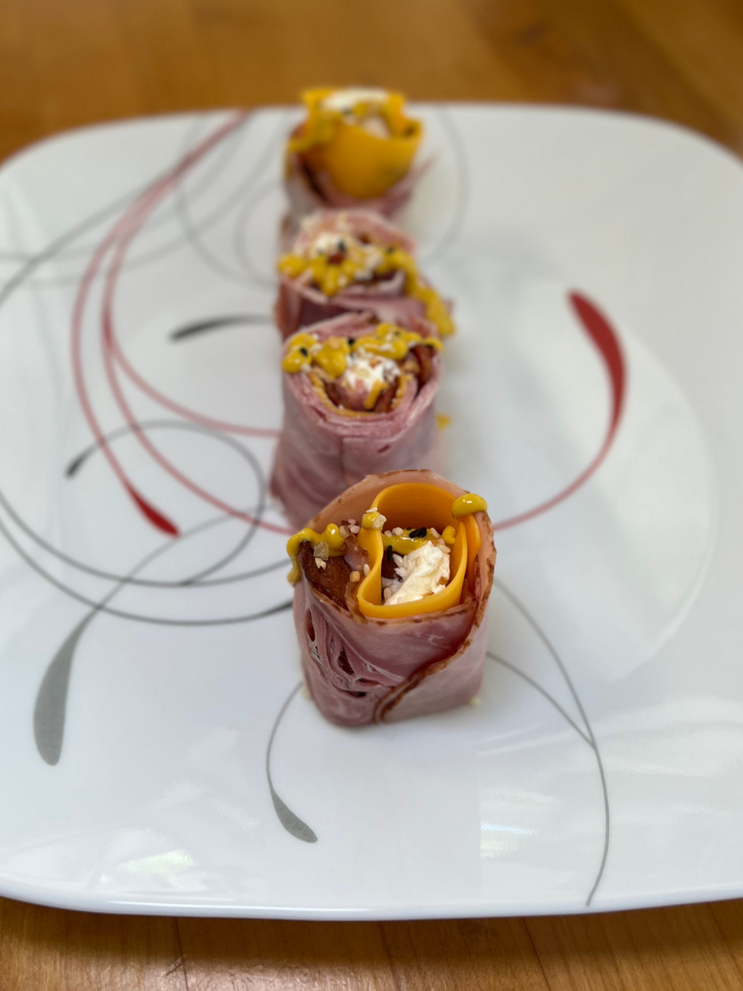 Ham and Cheese Pinwheels Plated