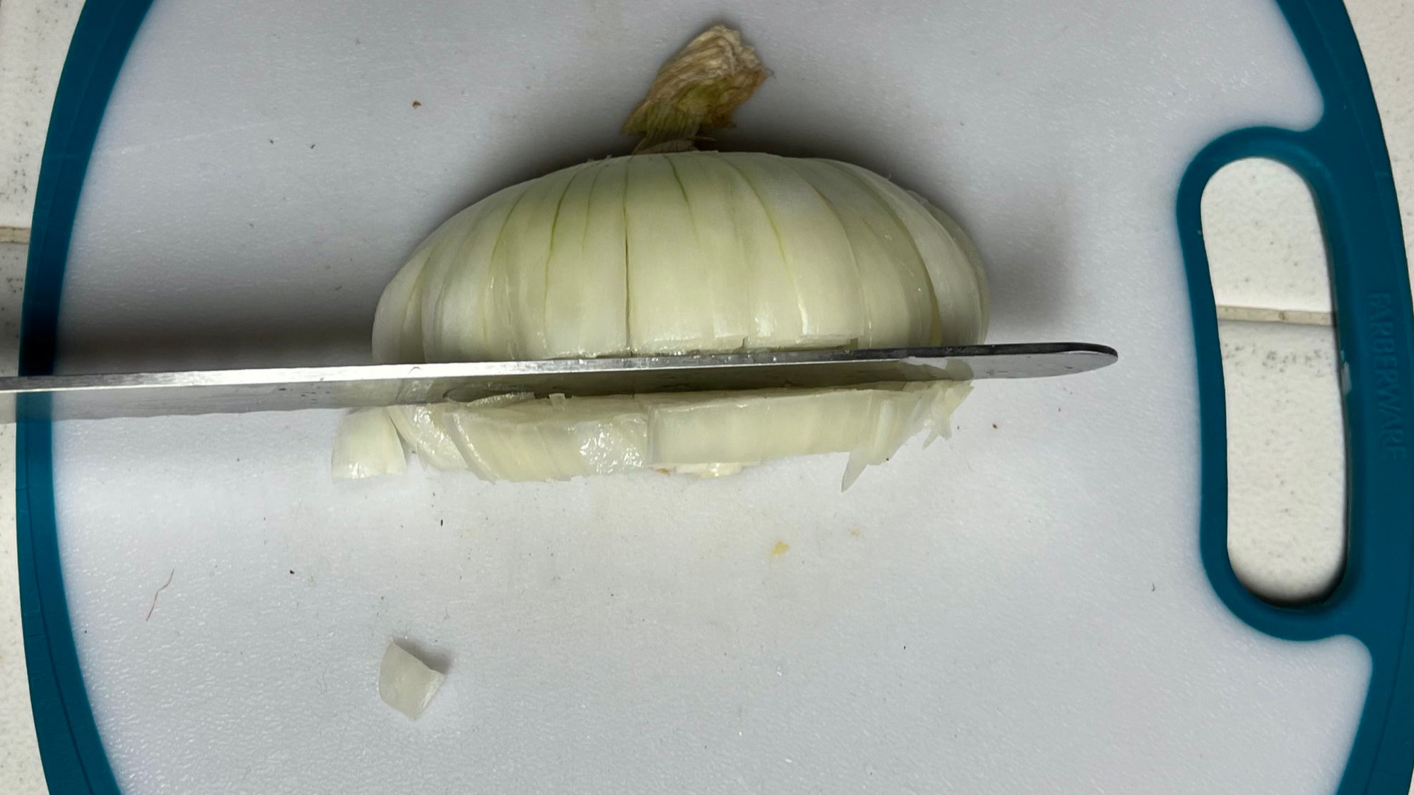 How to Dice an Onion Slice Across Grain