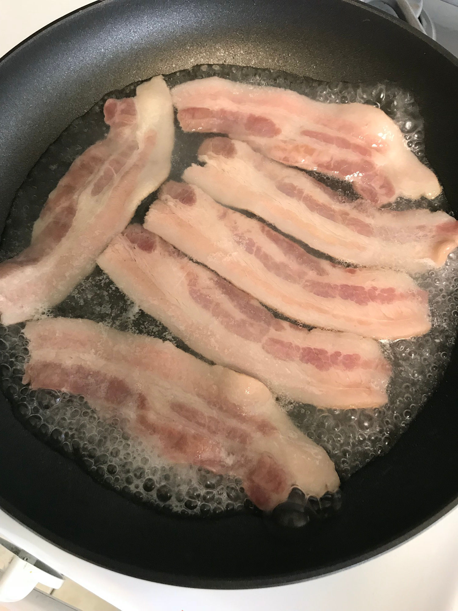 with Water Pan Fried Bacon with Water