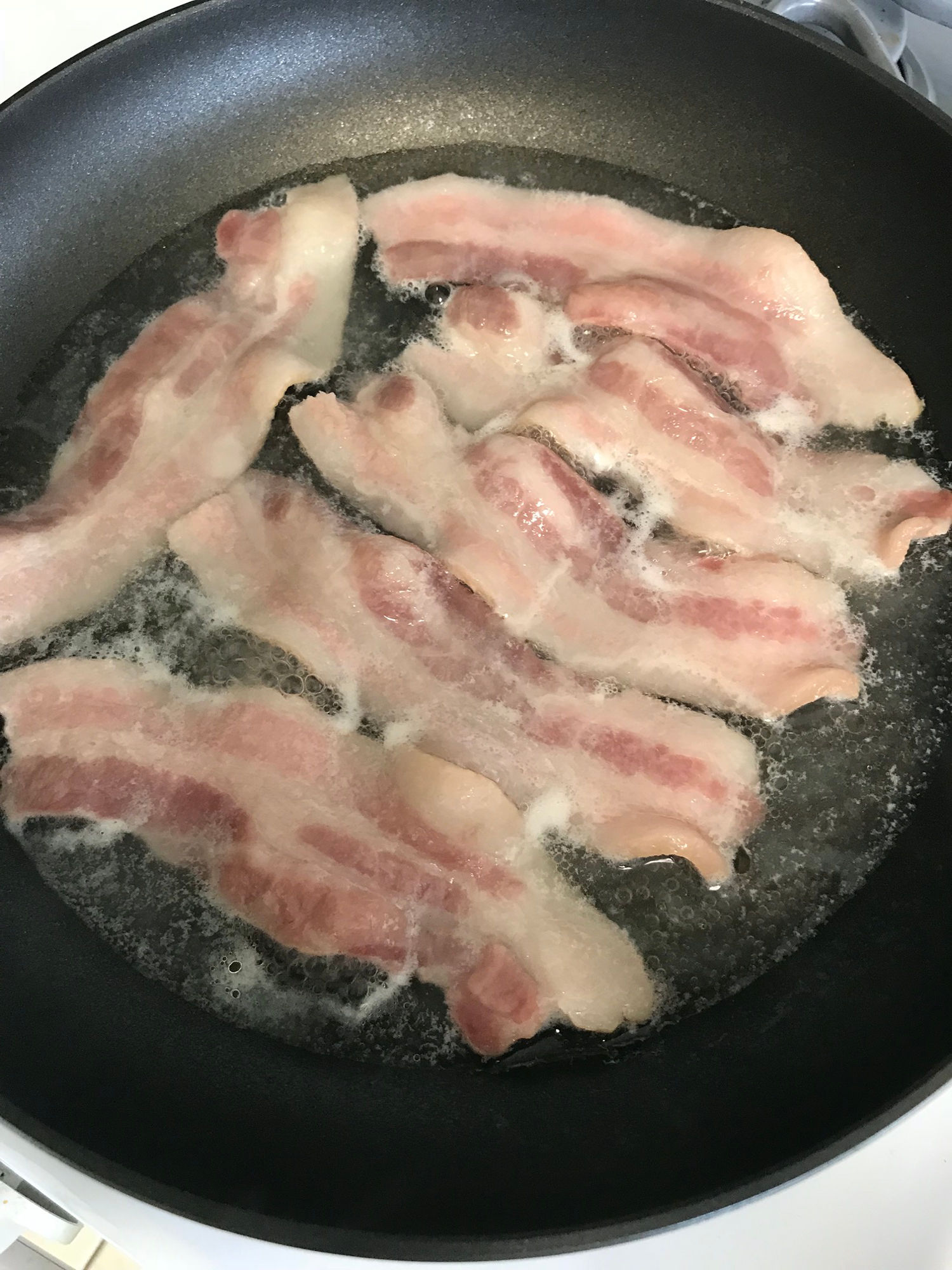 with Water Pan Fried Bacon with Water