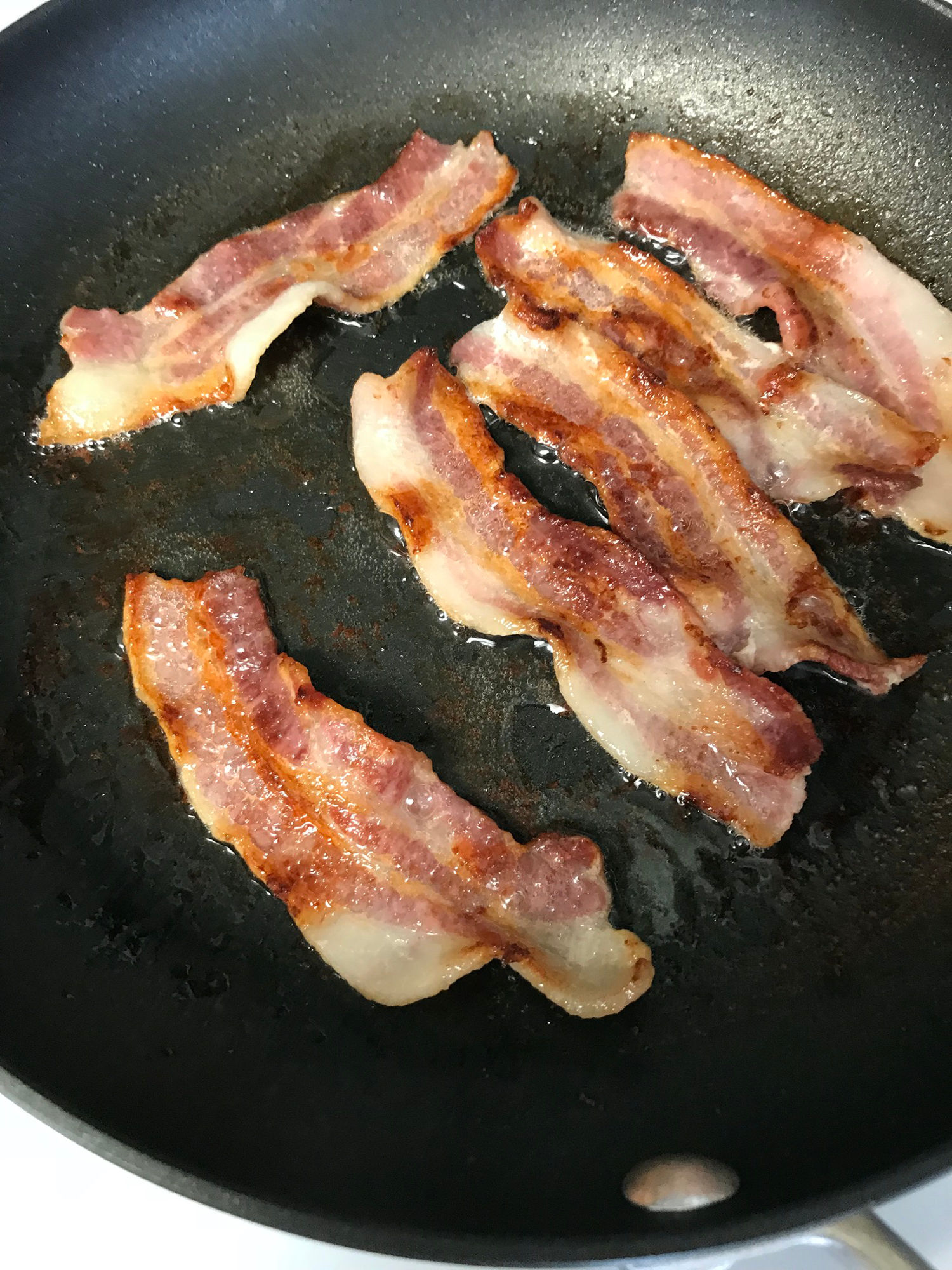 with Water Pan Fried Bacon with Water