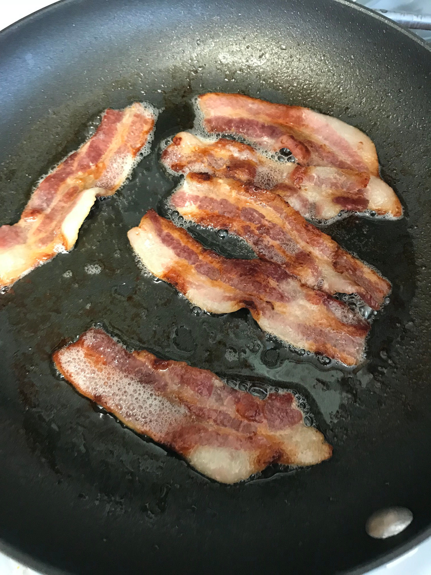 with Water Pan Fried Bacon with Water