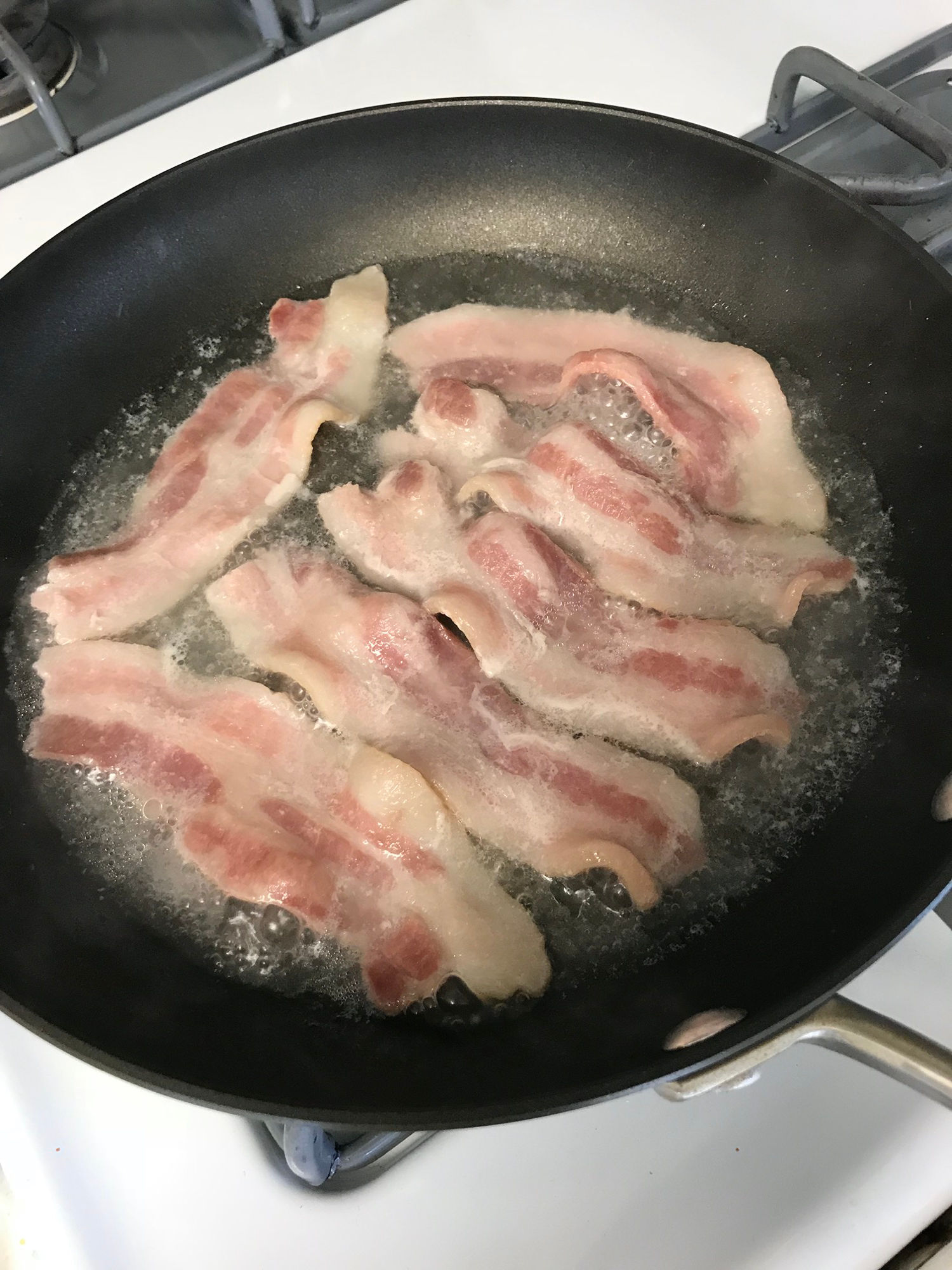 with Water Pan Fried Bacon with Water
