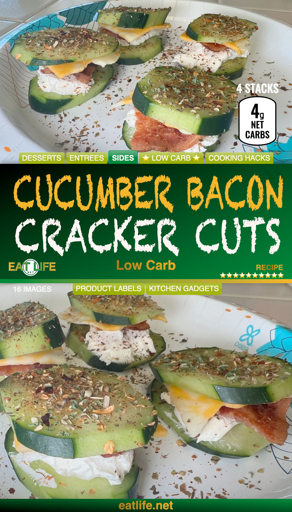 Cucumber Bacon Cracker Cuts