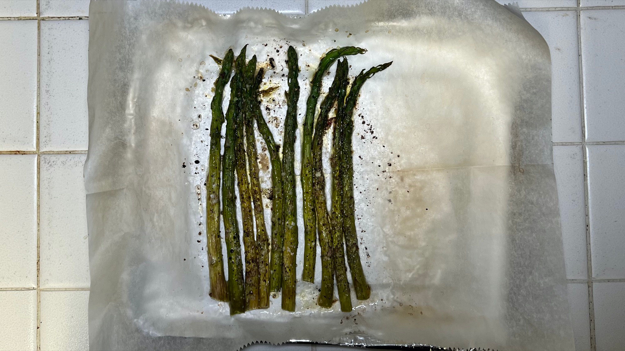 Roasted Asparagus Take Out of Oven