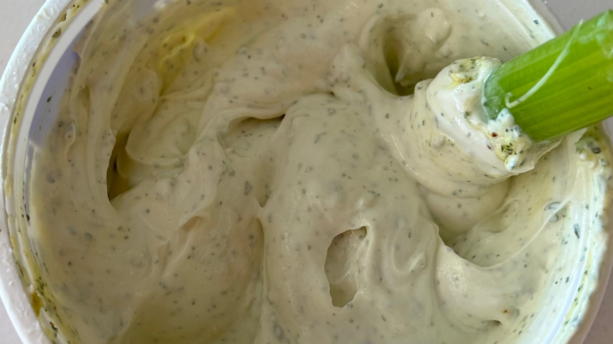 Sour Cream Dip Mix Stir with a Celery