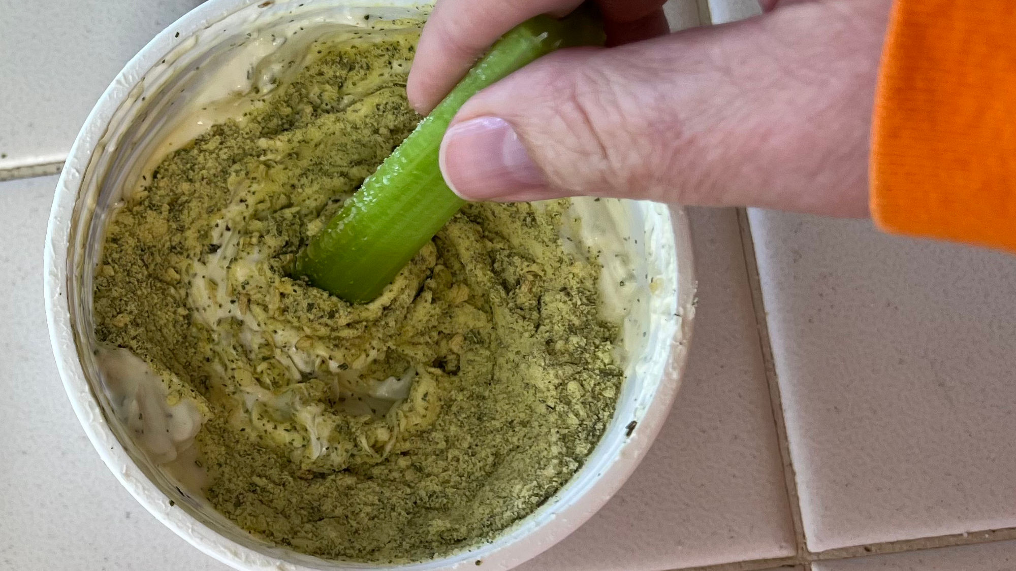 Sour Cream Dip Mix Stir with a Celery