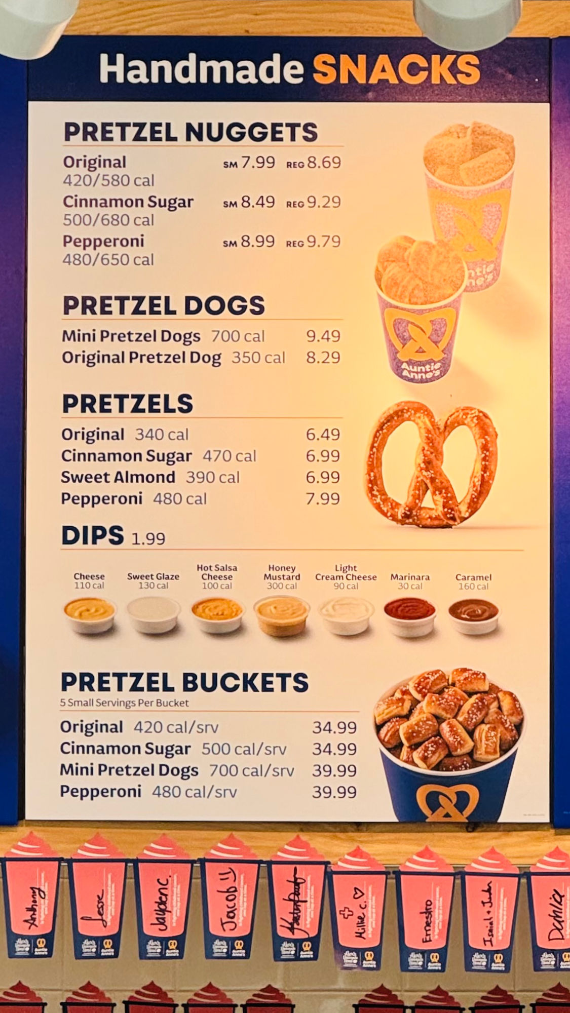 Menu Handmade Snacks Auntie Anne's Menu Handmade Snacks
