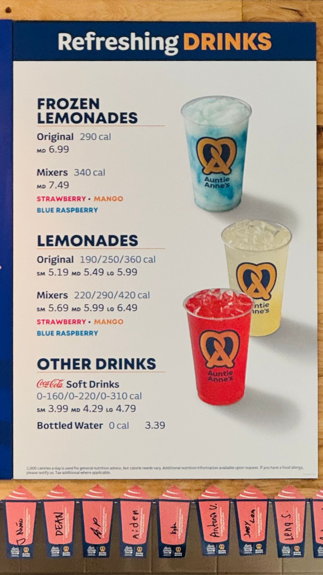 Menu Refreshing Drinks Auntie Anne's Menu Refreshing Drinks