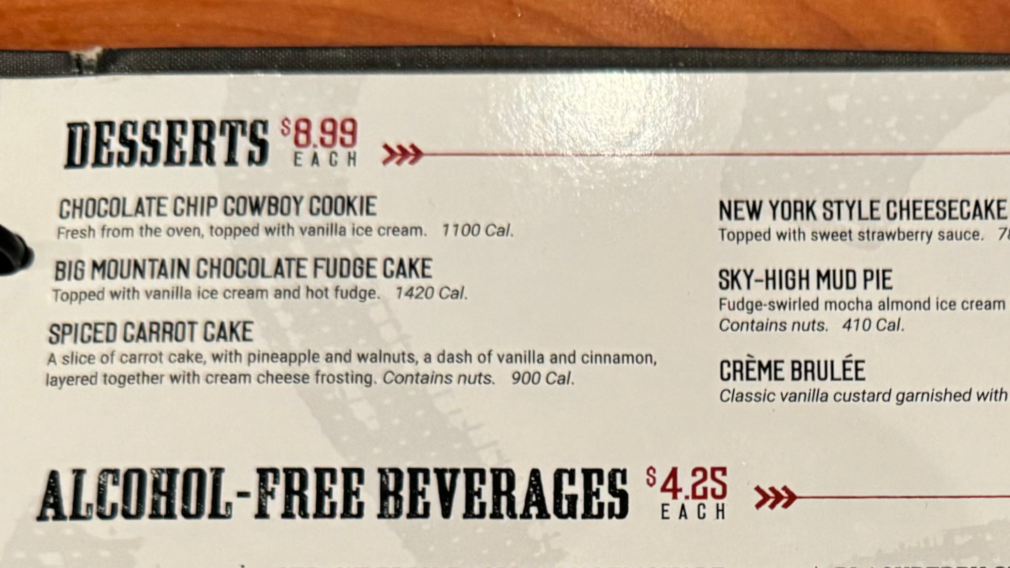 Desserts Menu Black Angus Desserts Menu