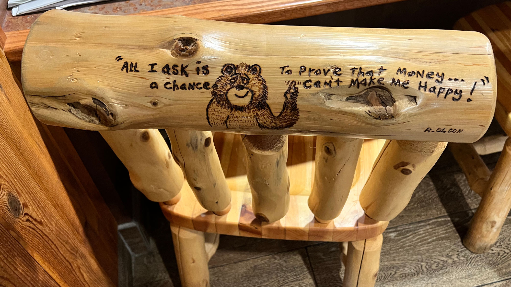 Money Black Bear Diner Bar Stool Money