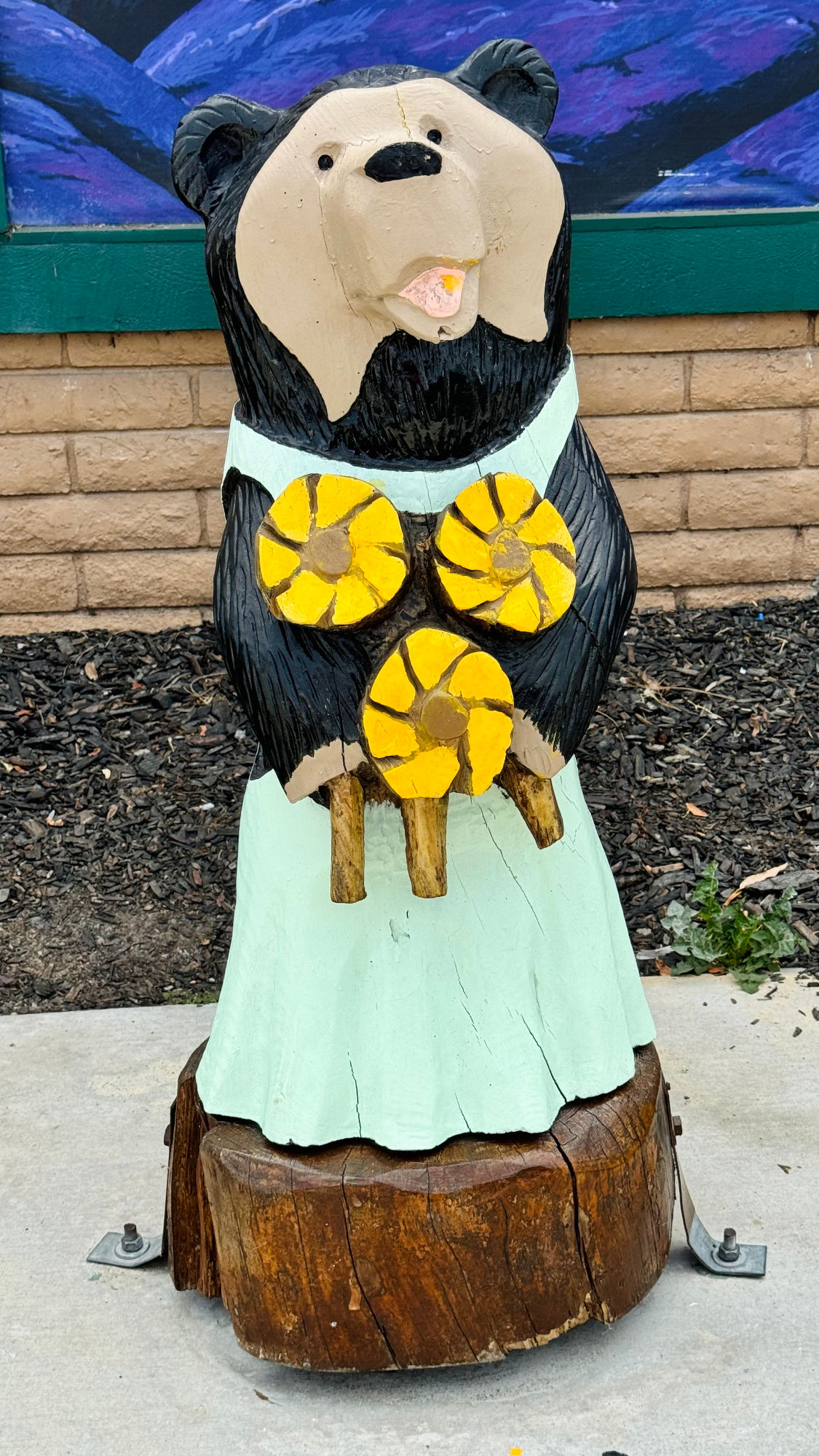 Carved Flower Bear Black Bear Diner Carved Flower Bear