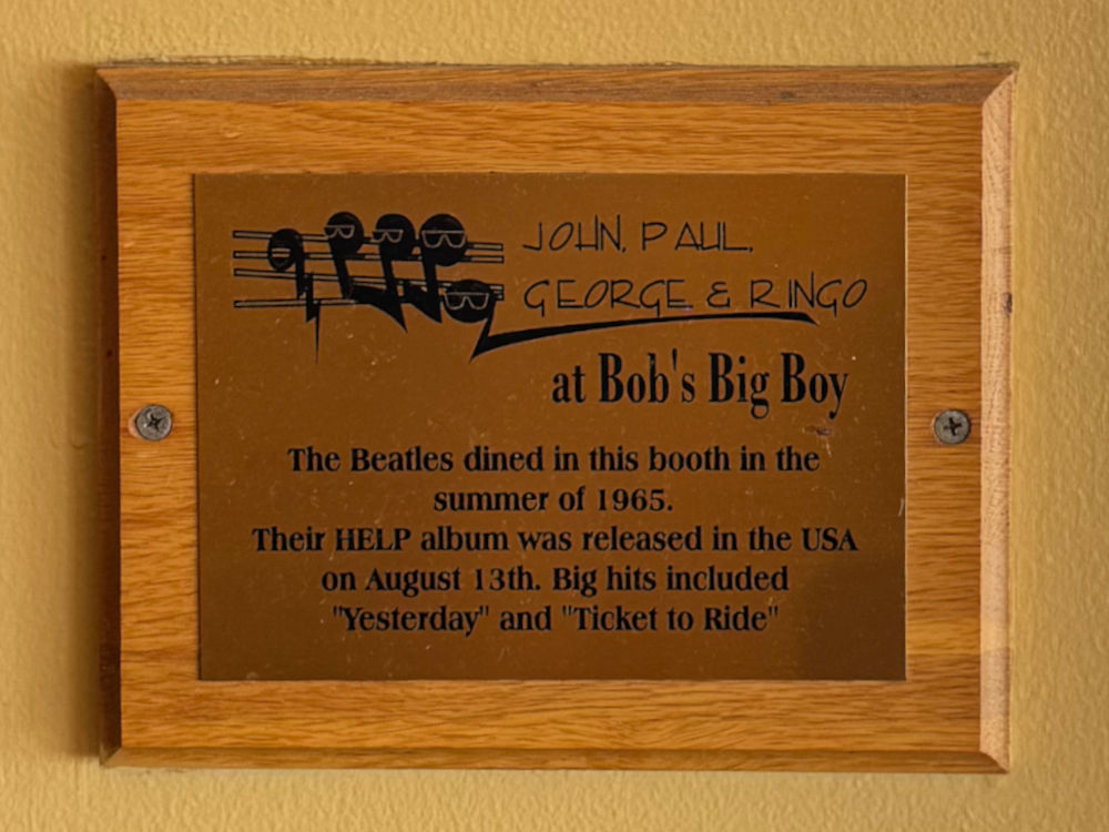 The Beatles Booth Plaque Bob's Big Boy The Beatles Booth Plaque