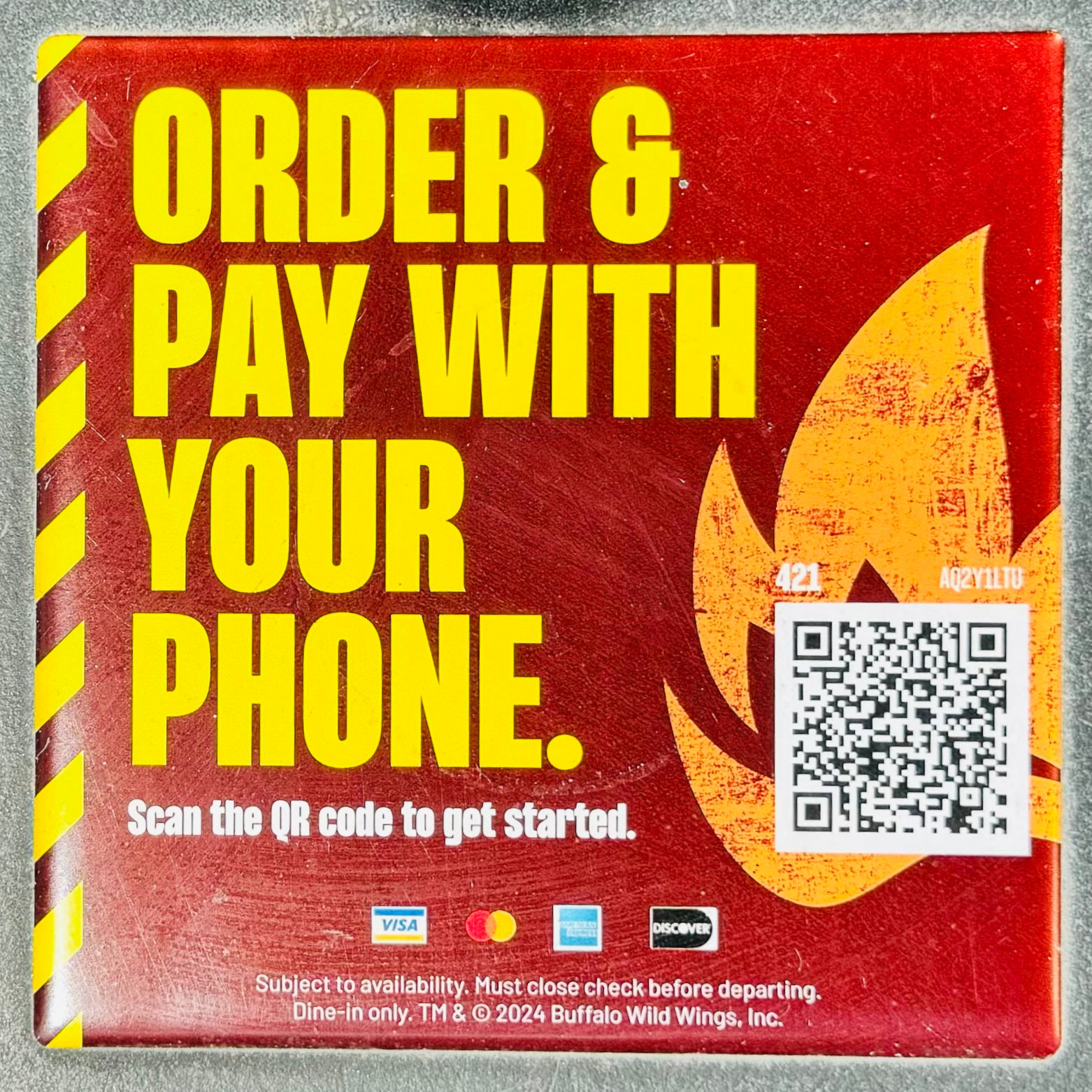 https://choice.buffalowildwings.com/check/start/ Buffalo Wild Wings Order and Pay with your Phone