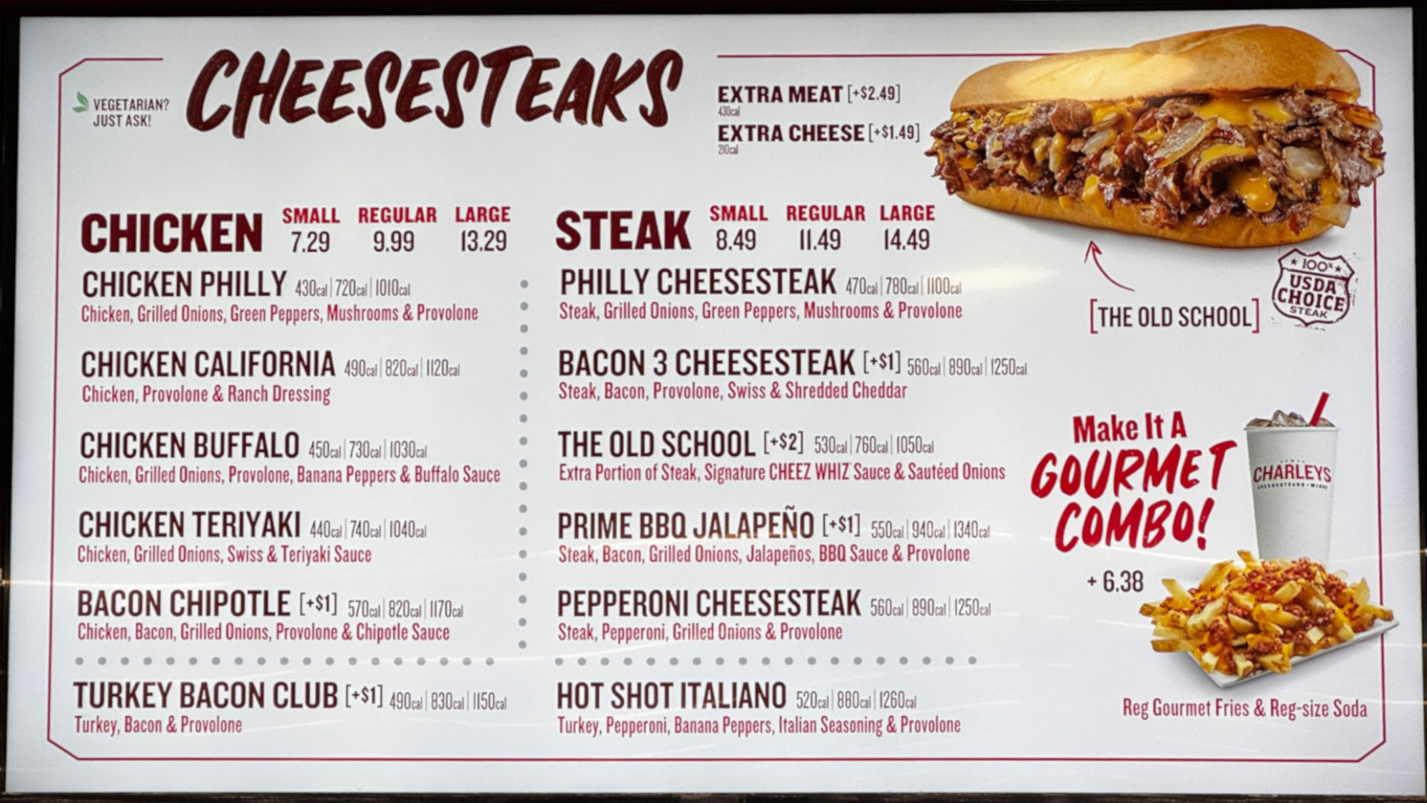 Cheesesteaks Menu Charleys Cheesesteaks Menu