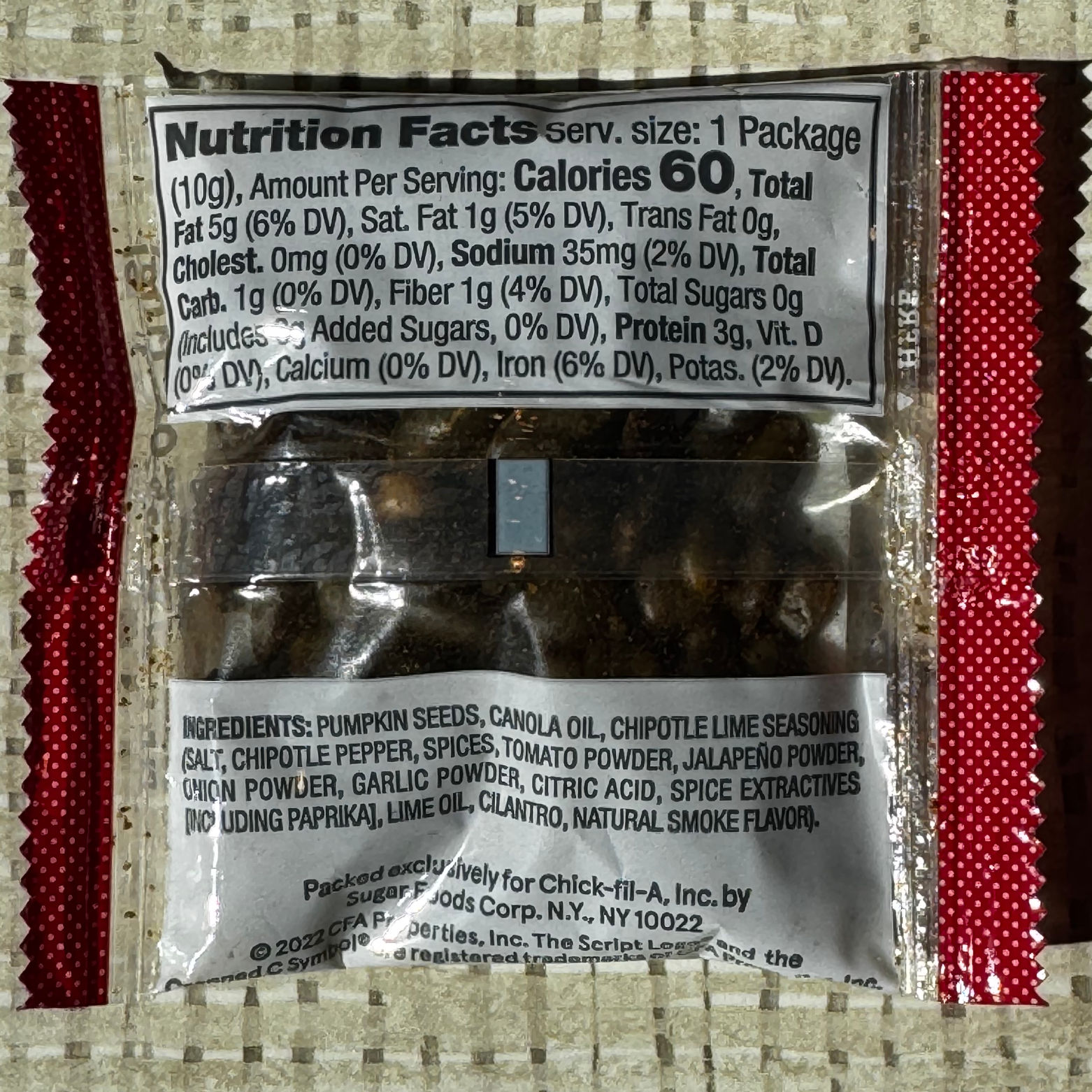 Chick-fil-A Chili Lime Pepitas Nutrition Facts