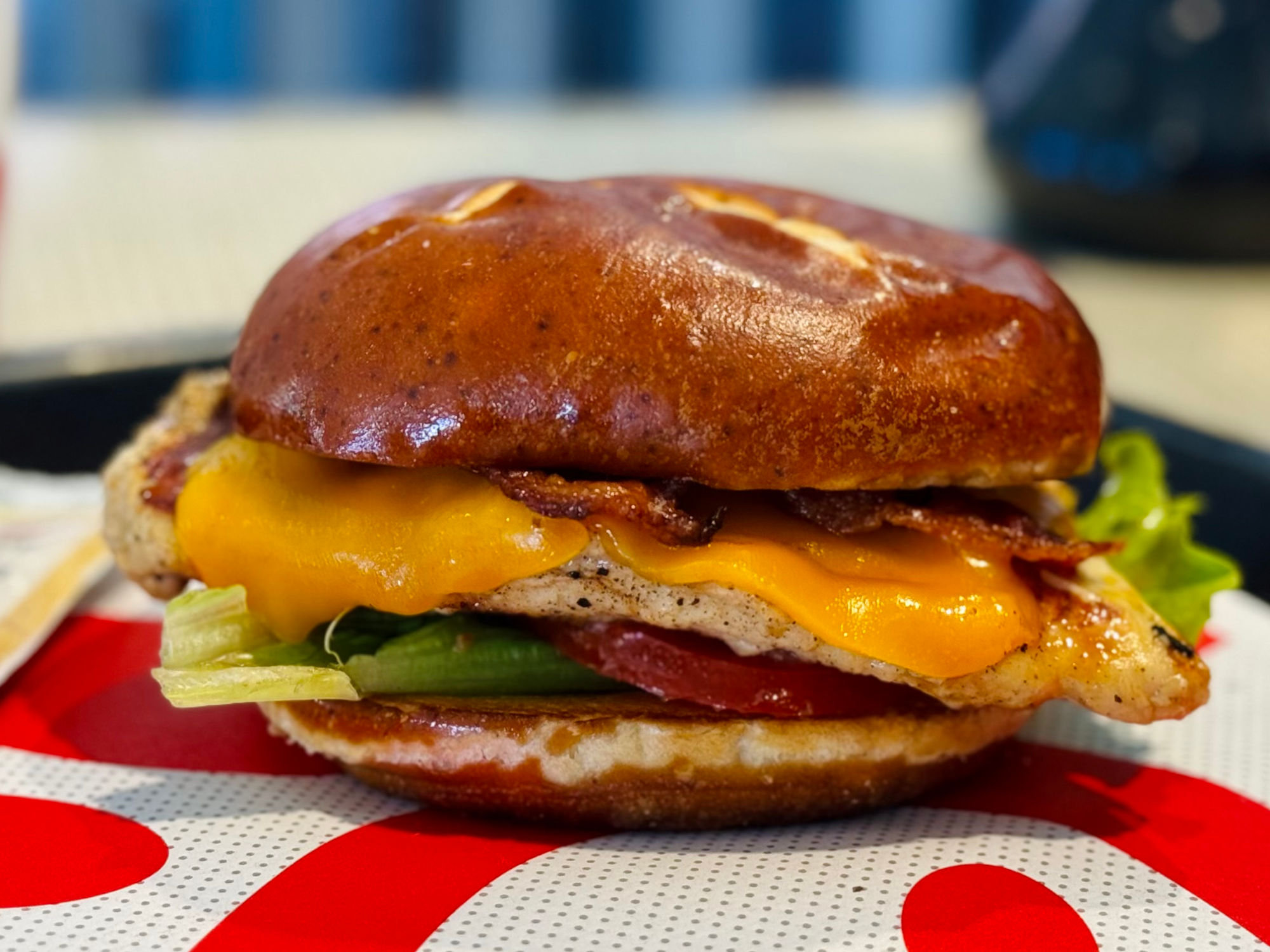 Grilled Pretzel Cheddar Club Chick-fil-A Grilled Pretzel Cheddar Club