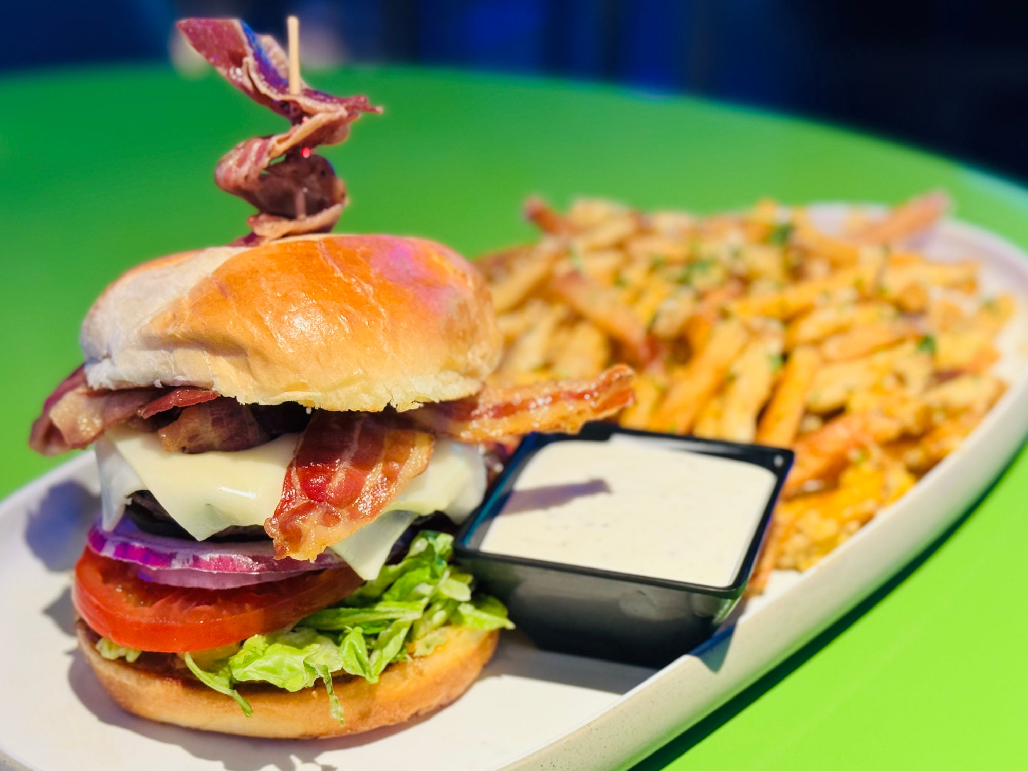 Dave and Buster's Bacon Smashed Burger