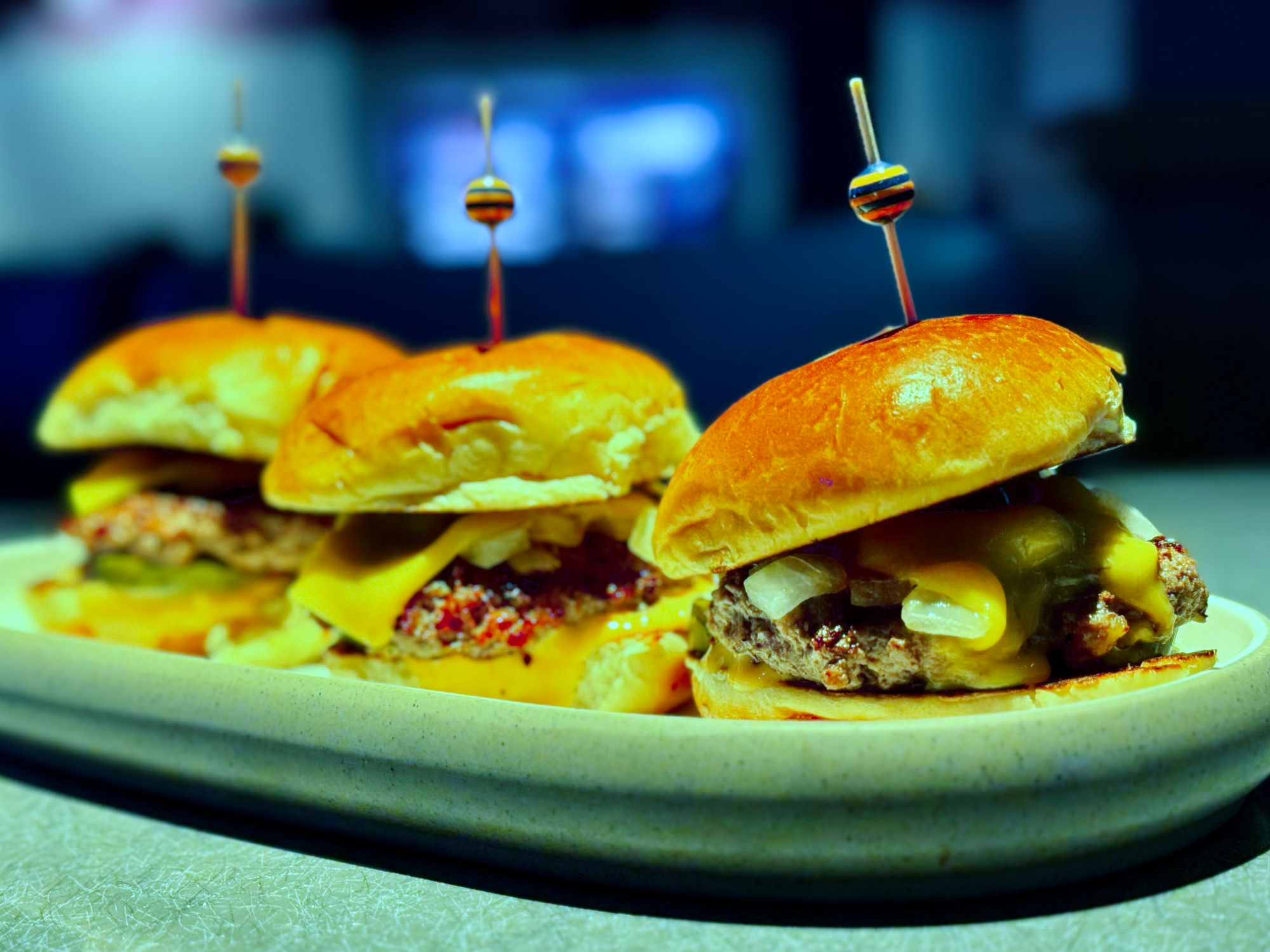 Dave and Buster's Smashed Burger Sliders