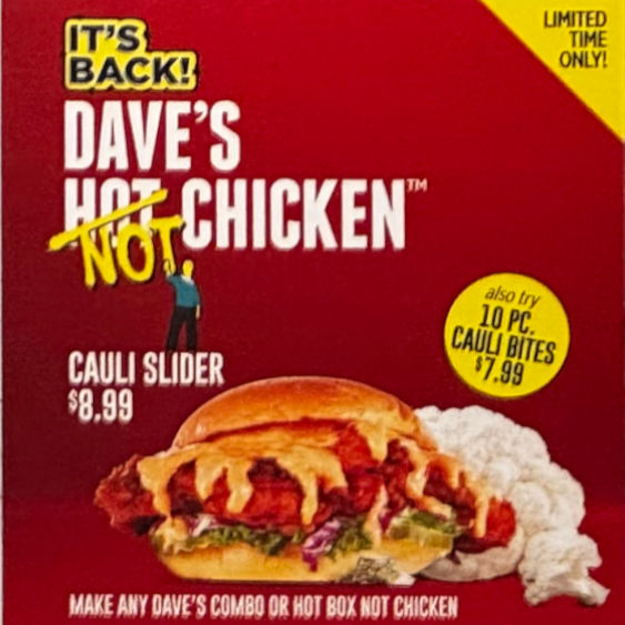 Dave's Not Chicken Menu Dave's Hot Chicken Dave's Not Chicken Menu