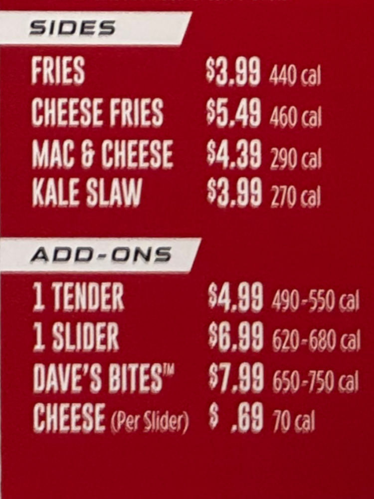 Menu Sides and Add-ons Dave's Hot Chicken Menu Sides and Add-ons