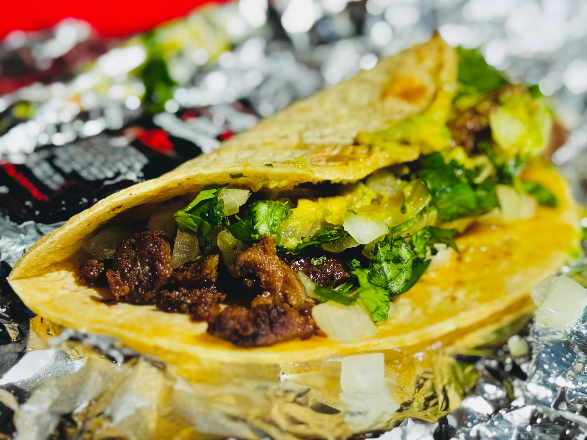Del Taco Carne Asada Steak Street Taco Guac'd up