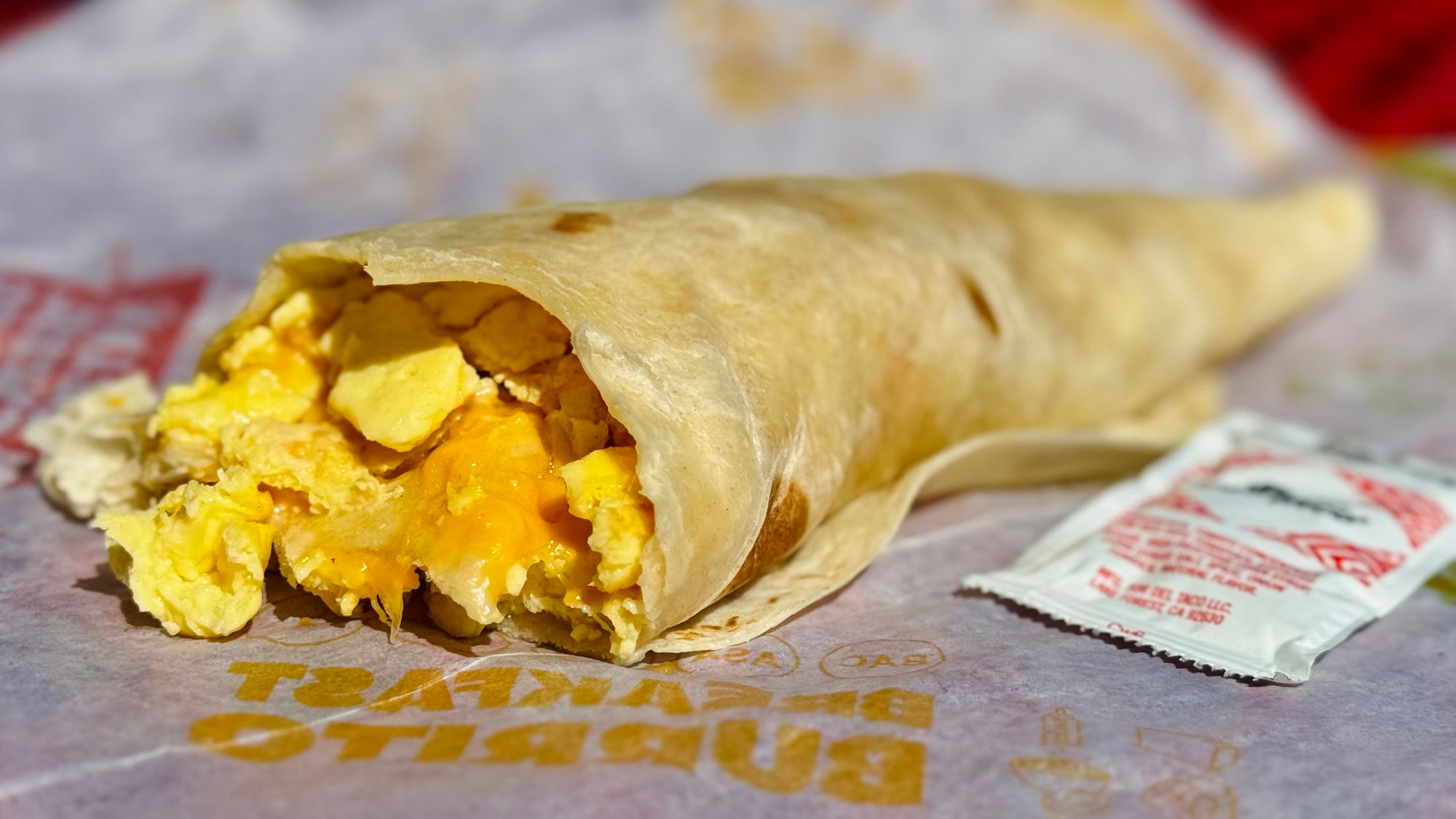 Del Taco Egg & Cheese Breakfast Burrito