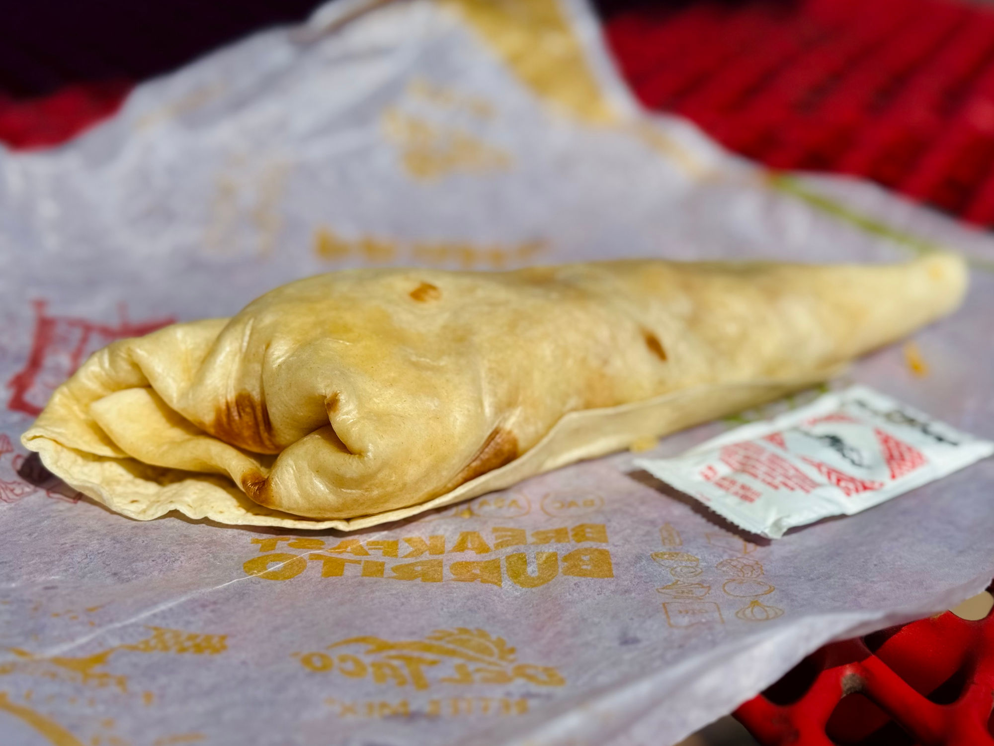 Del Taco Egg & Cheese Breakfast Burrito
