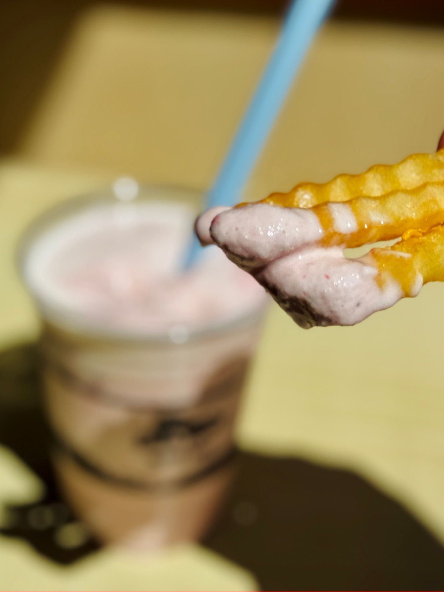 Del Taco Fries and Strawberry Shake