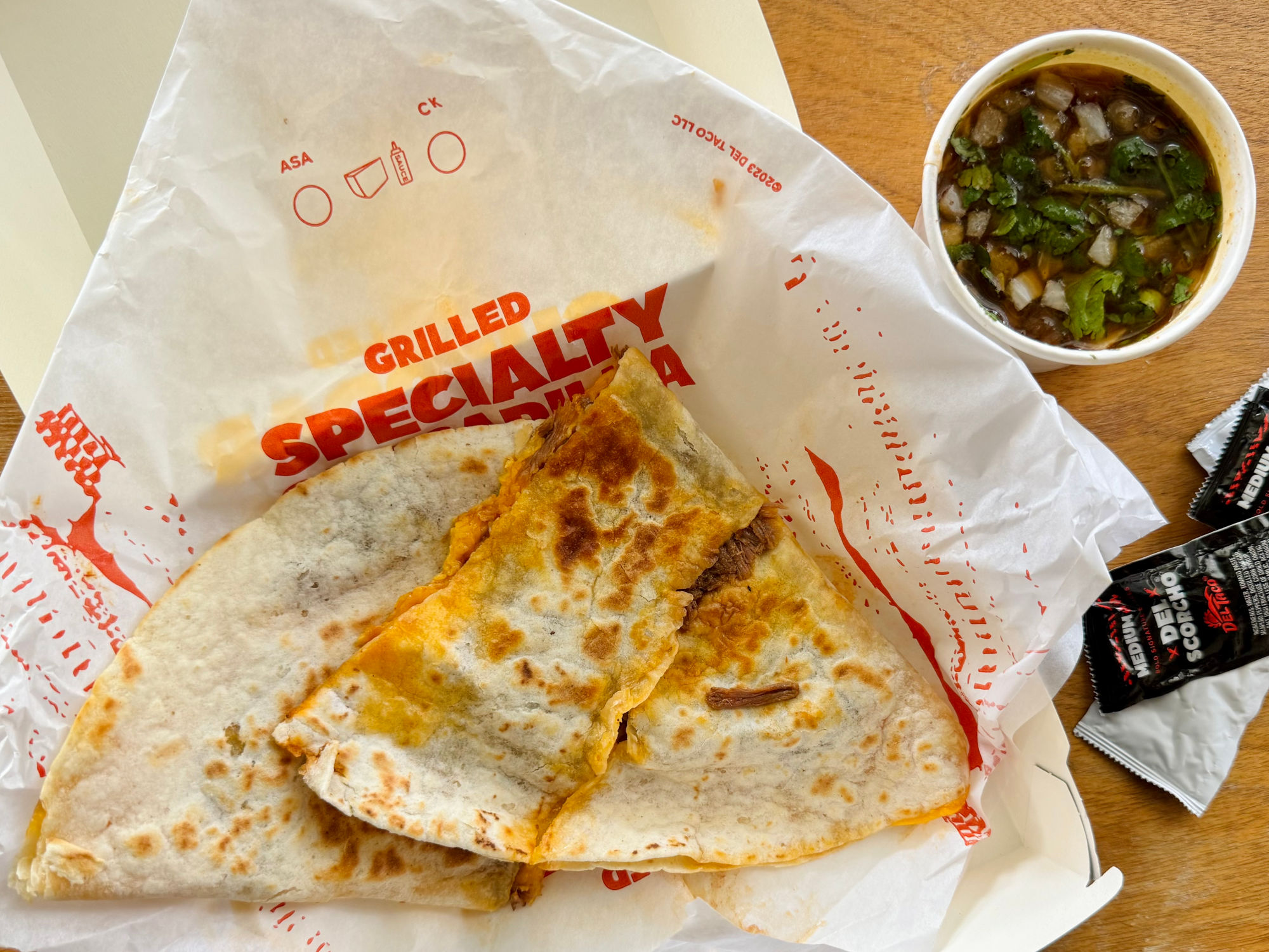 Del Taco Shredded Beef Birria Quesadilla
