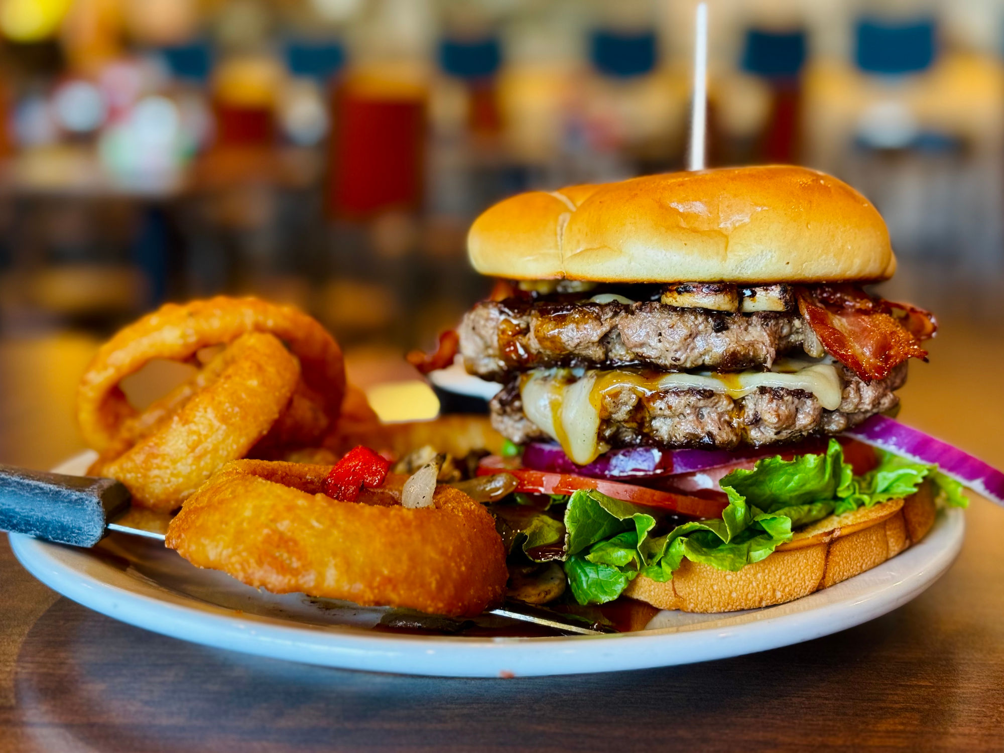 Double Bourbon Bacon Burger Denny's Double Bourbon Bacon Burger