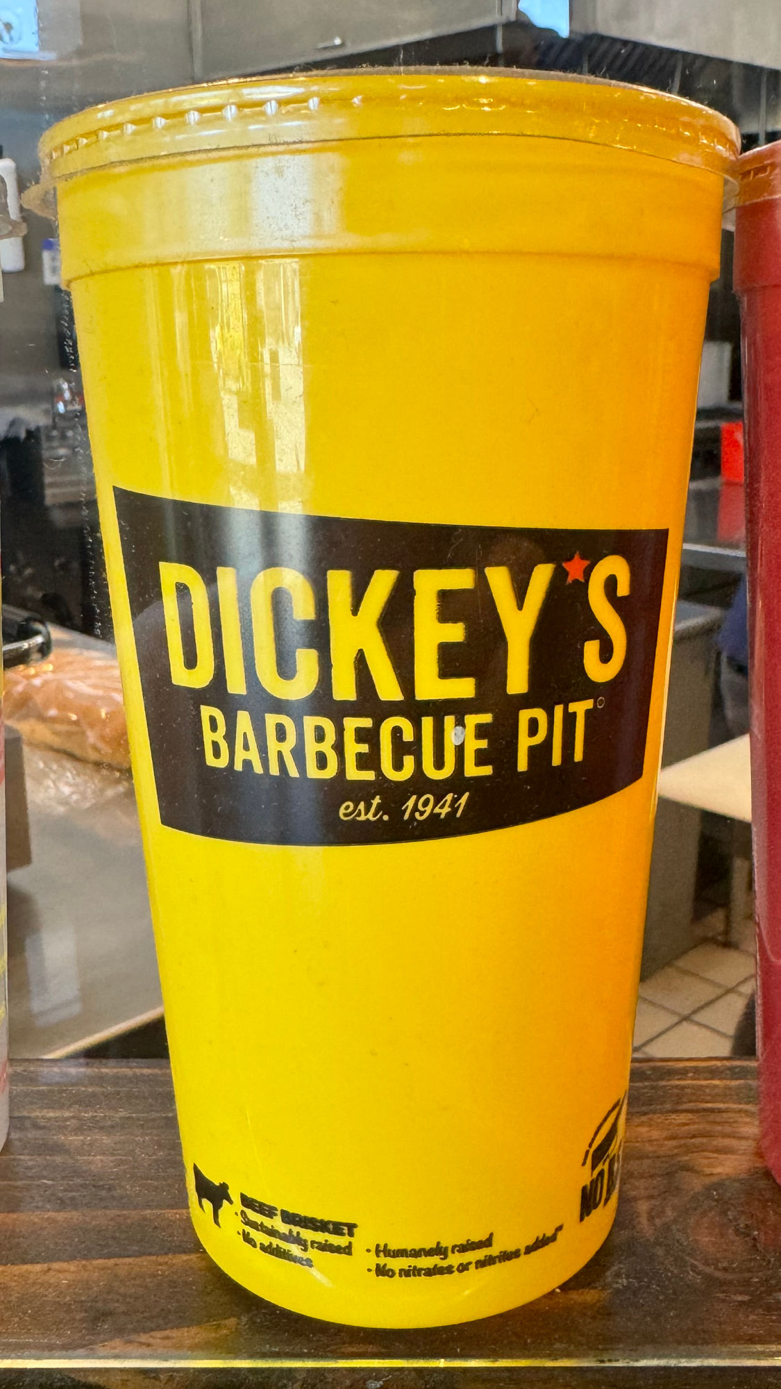 Yellow Cup Dickey's Barbeque Pit Yellow Cup