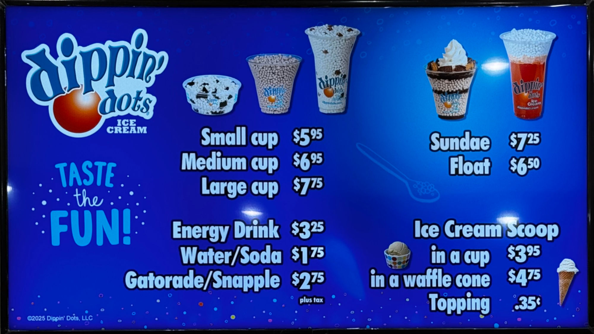 Dippin' Dots Menu