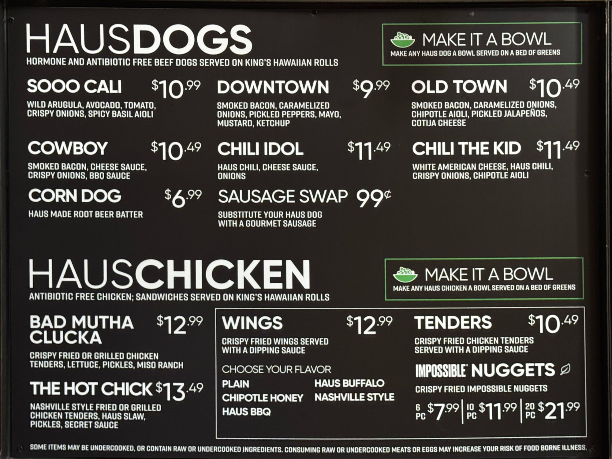 Dogs Menu & Chicken Menu Dog Haus Dogs Menu & Chicken Menu