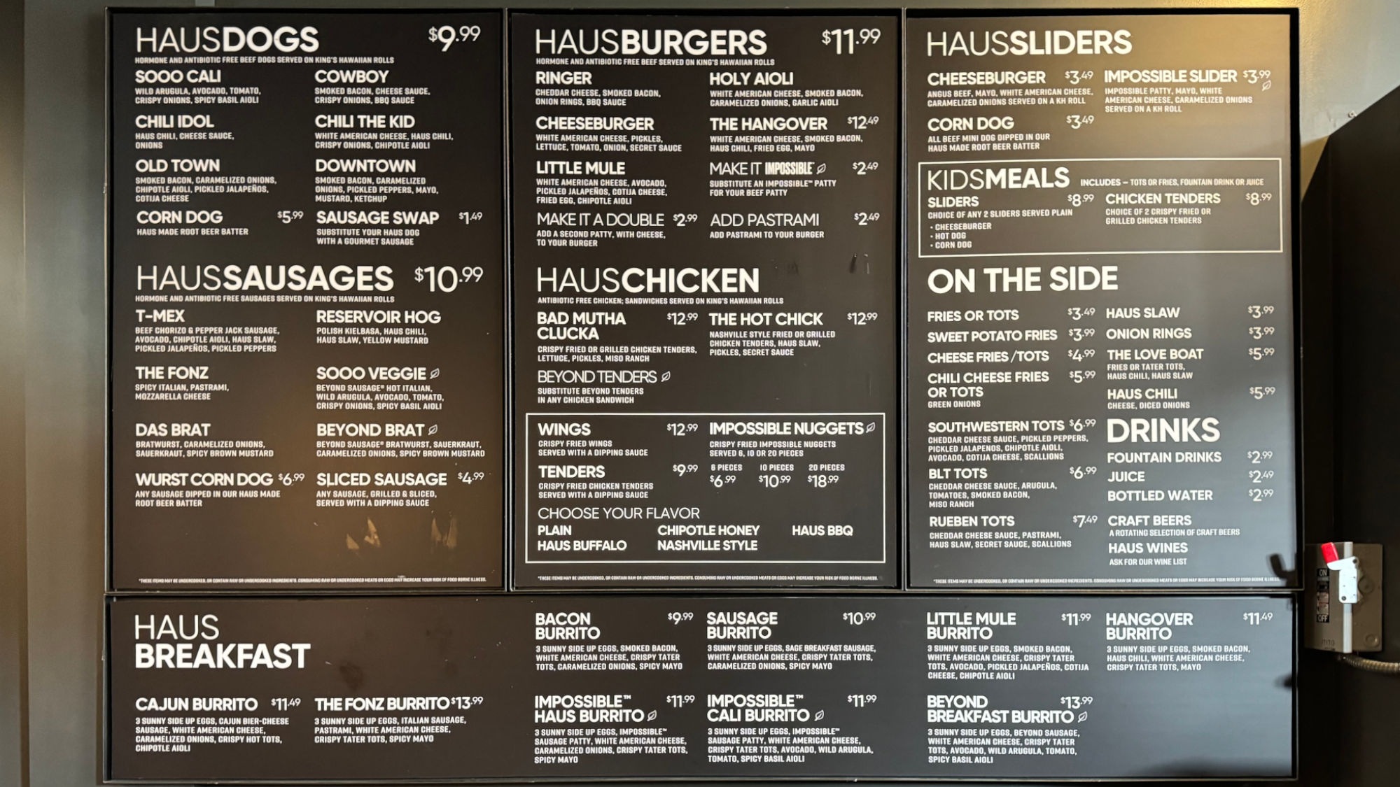 Dog Haus Menu