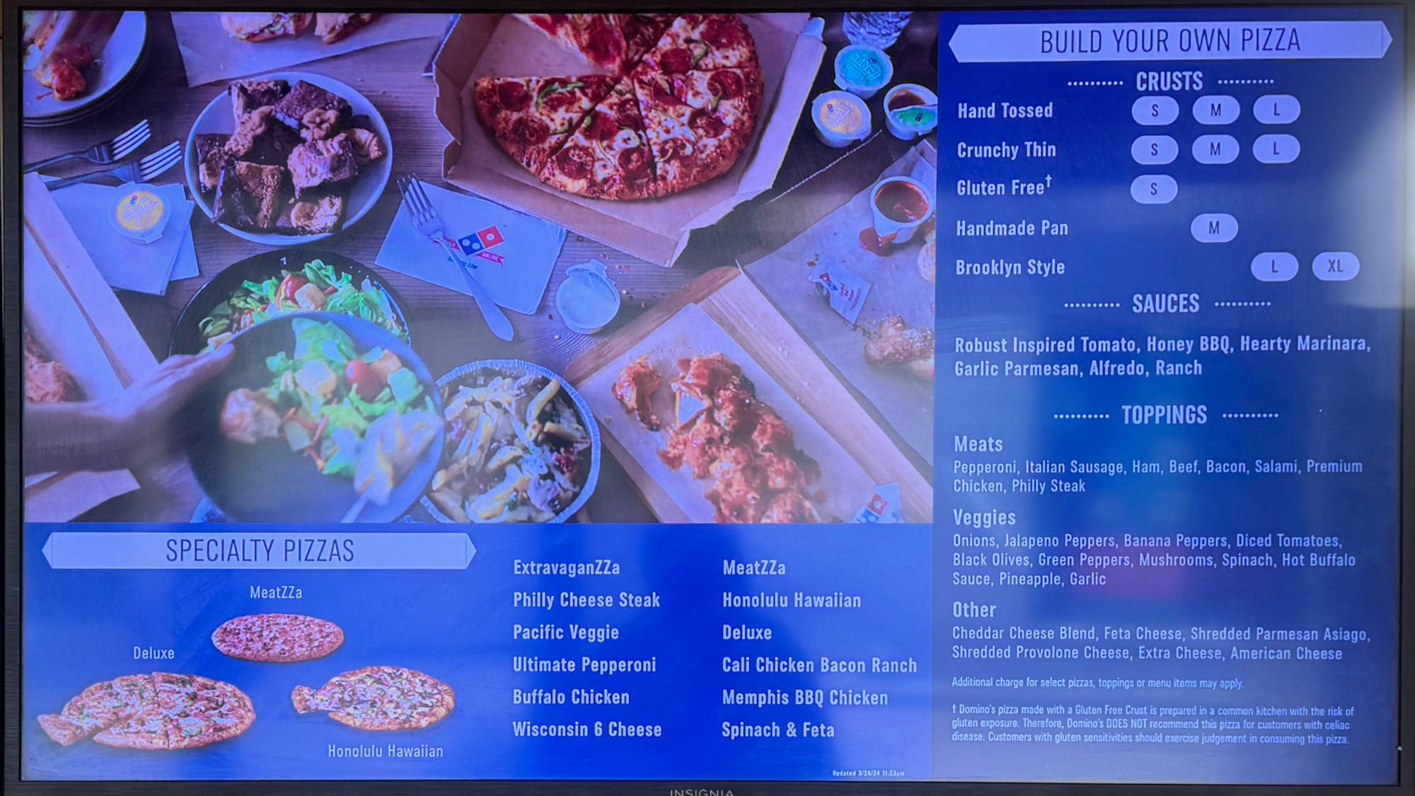 Domino's Pizza Menu Board