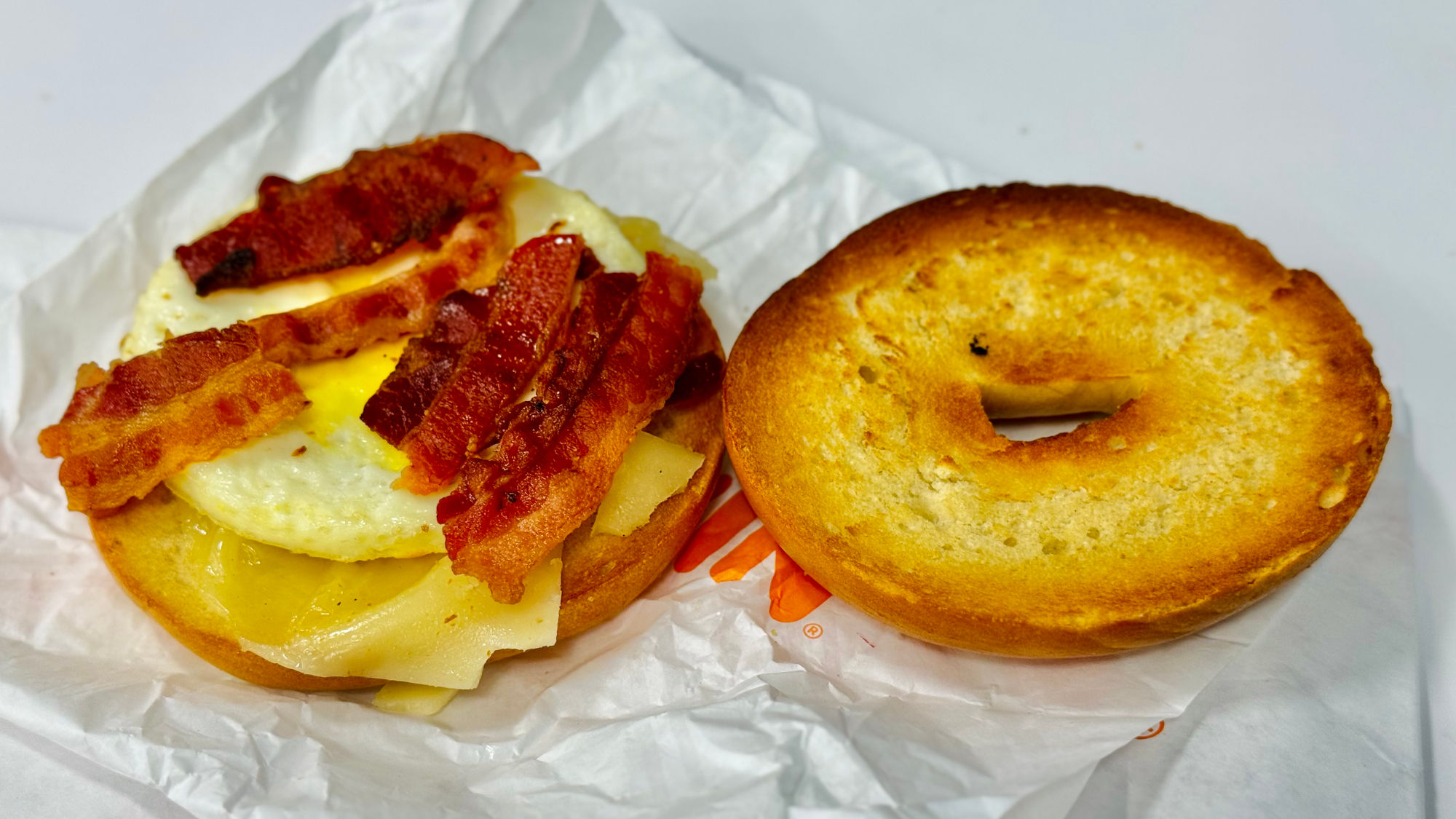 Dunkin Bagel Maple Sugar Bacon Sandwich