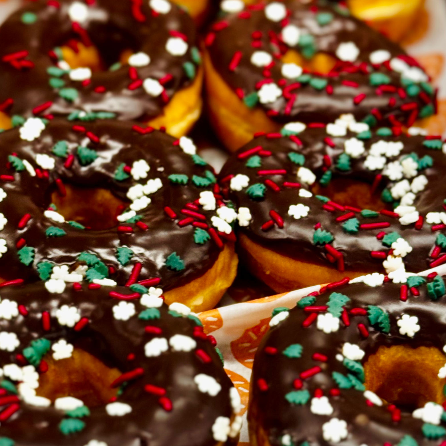 Dunkin' Christmas Chocolate Frosted with Sprinkles