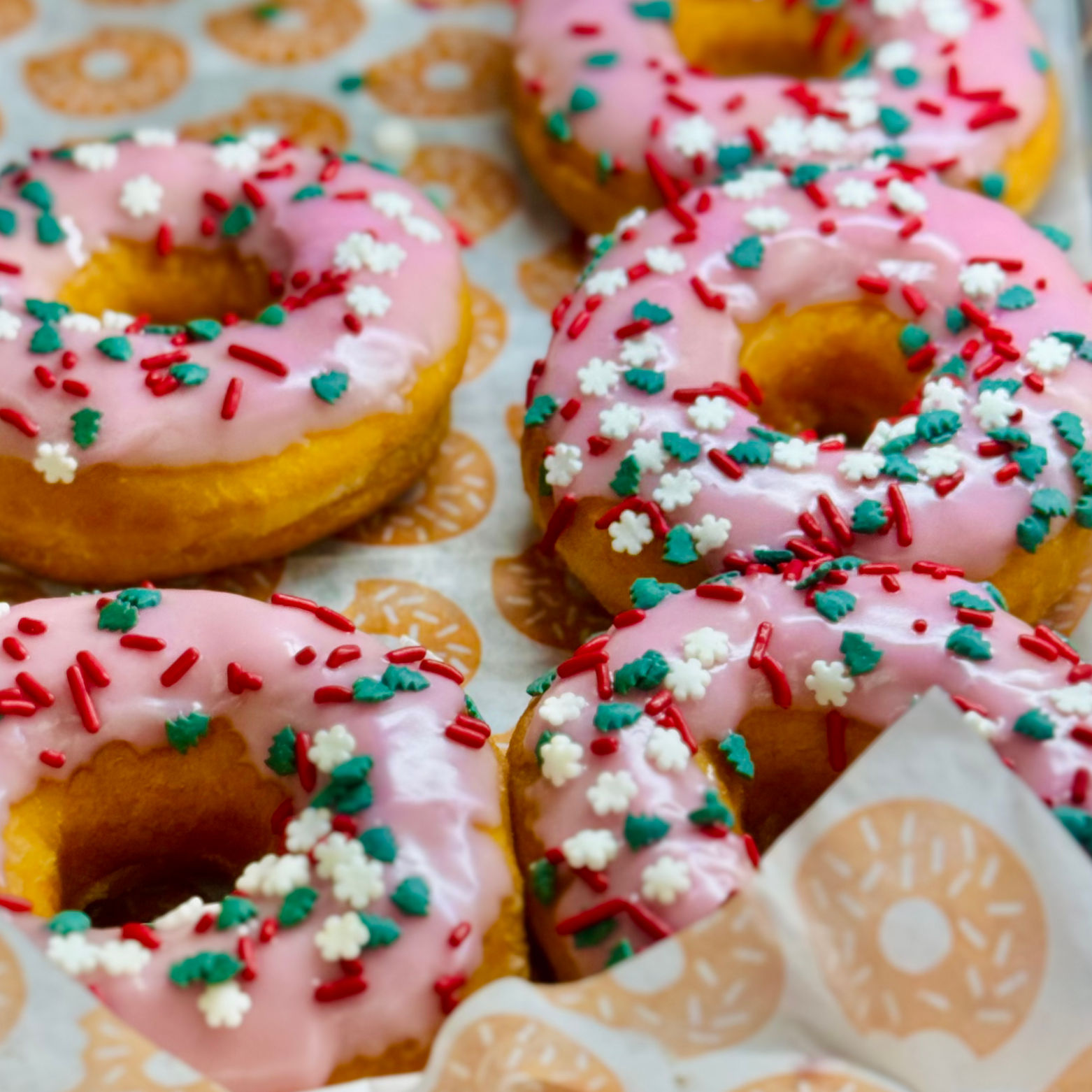 Dunkin' Christmas Strawberry Frosted with Sprinkles