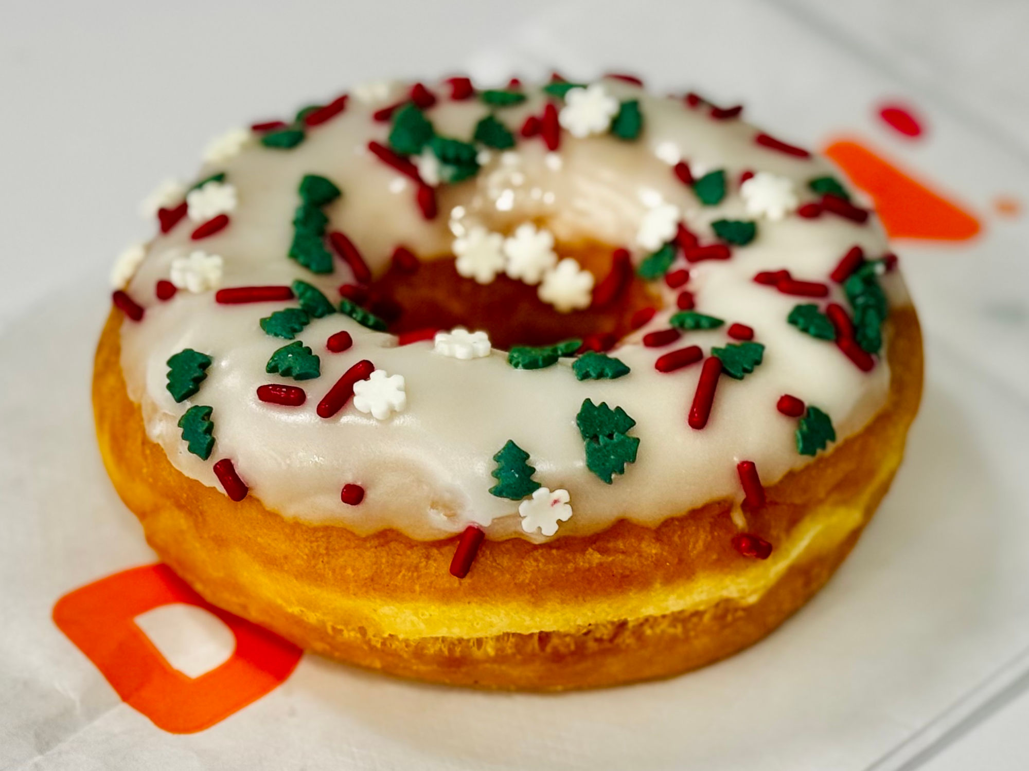 Dunkin' Christmas Vanilla Frosted with Sprinkles Donut