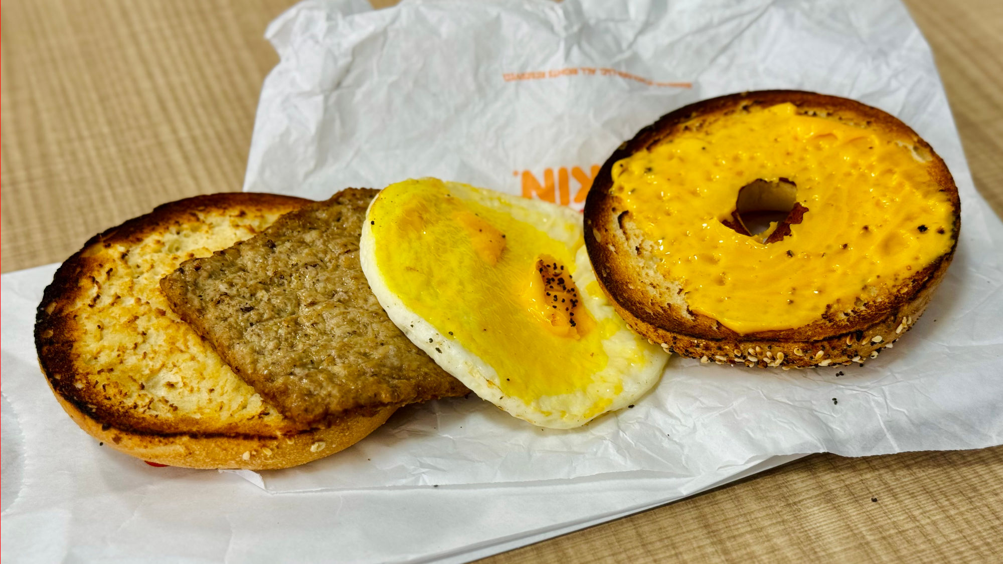 Dunkin' Everything Bagel with Turkey Sausage Egg & Cheese