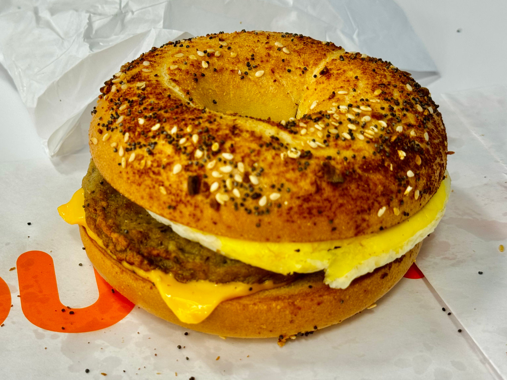 Dunkin' Sausage Egg & Cheese Everything Bagel