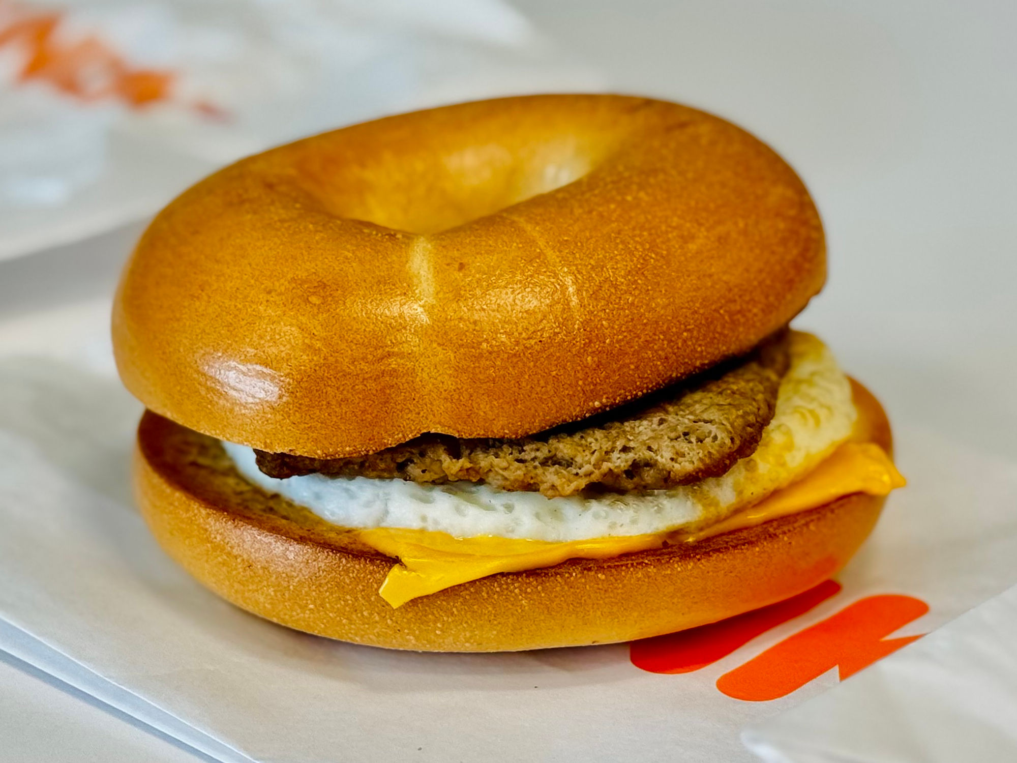 Dunkin' Turkey Sausage Egg and Cheese Bagel