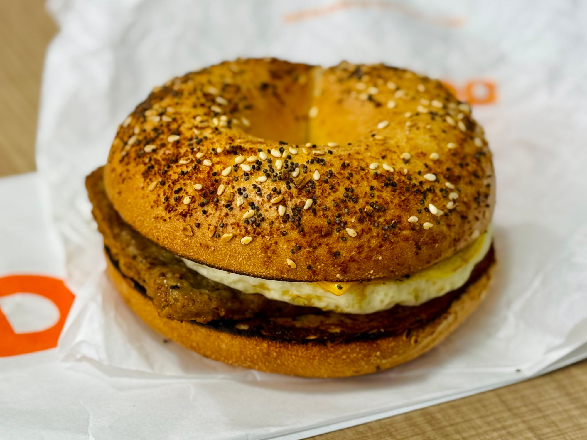 Dunkin' Turkey Sausage Egg & Cheese Everything Bagel