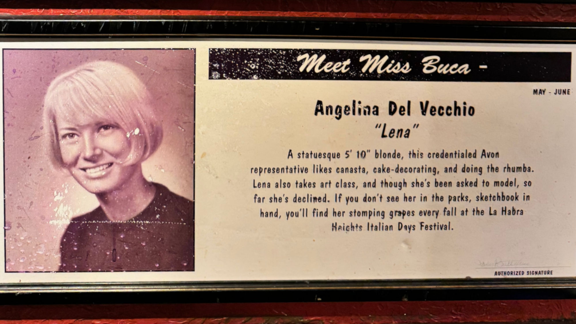 Meet Miss Buca Angelina Del Vecchio